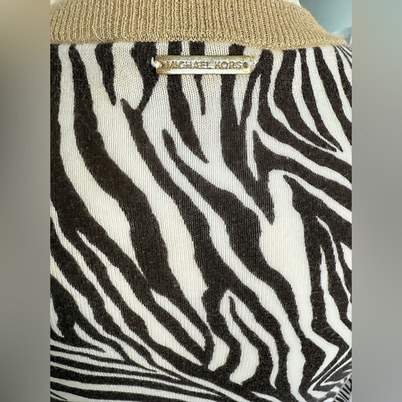 Michael Michael Kors Metallic Zebra Print Sweater – Brown & White – Size P/S - Picture 6 of 8